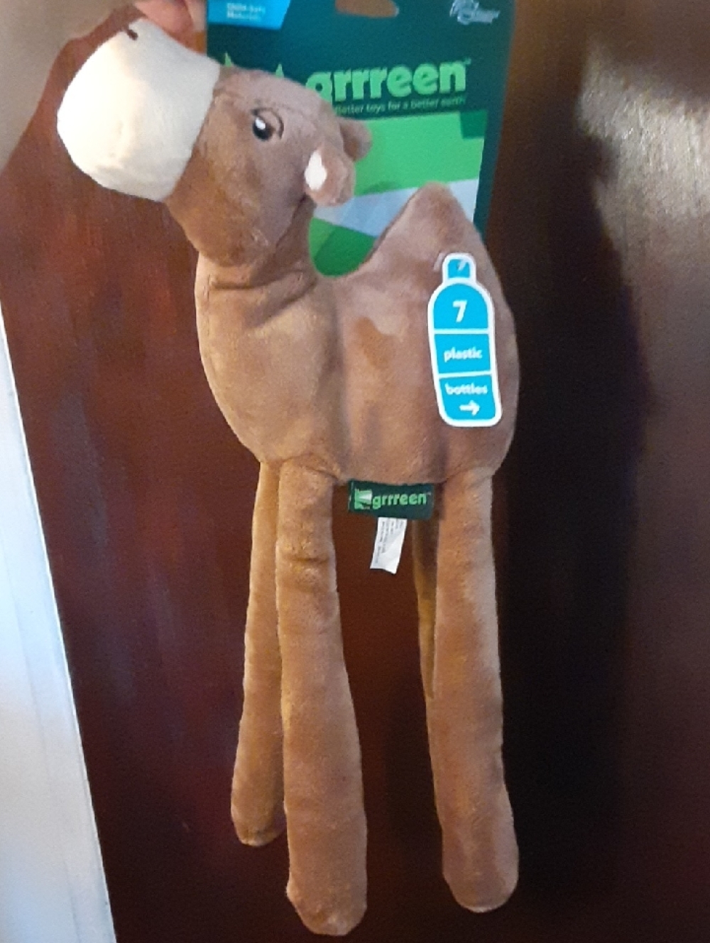 Soft plush squeaky camel dog toy